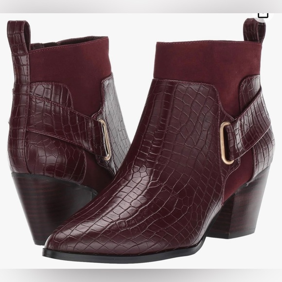 Bella Vita Women’s Elektra li Western Inspired Ankle Booties Sz8.5WW Maroon - Picture 1 of 11